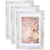 Ideal Trend 3er Pack Holz Bilderrahmen Foto Plexi Rahmen Acryl Collage Wanddeko Poster S215: Farbe: Shabby-Weiß | Format: 21x29,7 A4