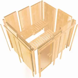 Karibu Sauna Airi Superior mit Eckeinstieg 68 mm Ohne Dachkranz Ohne Ofen