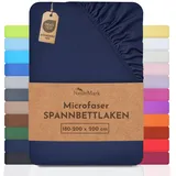 NatureMark Spannbettlaken Mikrofaser 180 x 200 cm Blau
