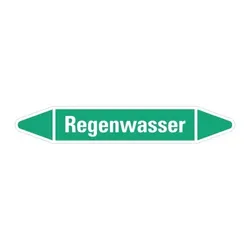 Aufkleber I RKZ-Etikett Regenwasser, grün/weiß, für Ø 60-90mm, 310x52mm, 3/Bogen