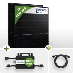 Balkonkraftwerk Set 1000Wp 2x500Wp Solyco Solar Modul HMS-800W-2T Wechselrichter...