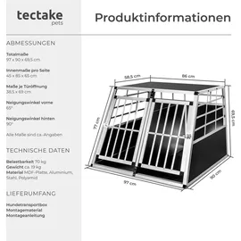 Tectake Hundetransportbox doppel 90,00 cm x 69,50 cm Schwarz