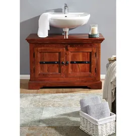 Massivmoebel24 Waschbeckenunterschrank Akazie 88x43x60 nougat lackiert Oxford 1005