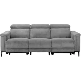 OTTO home 3-Sitzer OTTO HOME "LUND Cord, B. 222cm, manuelle/elektrische Relaxfunktion in 2 Sitzen", grau, B:222cm H:97cm T:100cm, 100% Polyester, Sofas, USB-C bei elektrischer Ausführung, Kopfteilverstellung, Topseller