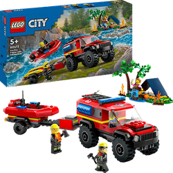 LEGO City 60412 Feuerwehrgeländewagen mit Rettungsboot Bausatz, Mehrfarbig