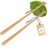 2X HOFMEISTER® Schuhlöffel mit Kratzhand aus Holz, erspart lästiges Bücken, Stiefel schnell An- & Ausziehen, Stabiler Schuhanzieher & Rückenkratzer, auch für Senioren & Schwangere