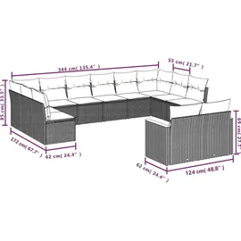 vidaXL Gartensofa-Set 13-tlg. grau Polyrattan