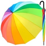 iX-brella Stockregenschirm Leichter Regenbogen Fiberglas XXL-Schirm 16-teilig, farbenfroh bunt