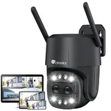 6X Hybrid-Zoom Überwachungskamera Aussen Dual-Objektiv, Ctronics PTZ WLAN IP Kamera Outdoor, Auto-Tracking Auto-Zoom, Menschenerkennung, 355 /90 Schwenkbar, Farbnachtsicht, 2-Wege Audio, IP66