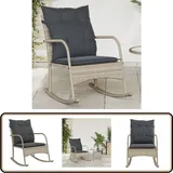 Vidaxl - Garten-Schaukelstuhl mit Kissen Hellgrau Poly Rattan - Gartenschaukelstuhl - Outdoor Möbel - Gartenstuhl - Relaxsessel - Lounge Chair