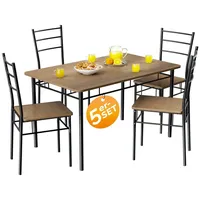 CASARIA Esstisch mit 4 Stühlen Holz 5-TLG. Set Metall