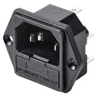 TRU Components TC-10088368 Kaltgeräte-Steckverbinder C14 Stecker, Einbau vertikal Gesamtpolzahl: