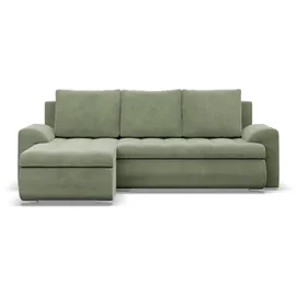 mebligo Eckcouch Cord 3-Sitzer Grün