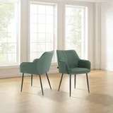 LEONIQUE Armlehnstuhl LEONIQUE "Montmerle", grün (dunkelgrün, schwarz, schwarz), B:56cm H:86cm T:62,5cm, Stoff, Stühle, Armlehnstuhl, Sitz und Rücken gepolstert, in Velourstoff mit Steppung, Sitzhöhe 50cm