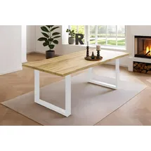 Sam Esstisch Baumkante massiv Akazie eichefarben 160 x 85 weiß NIAH - Beige