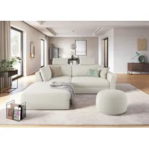 sit&more Ecksofa SIT & MORE "Cadabra L-Form", beige (creme), B:243cm H:80cm T:198cm, Samtoptik (100% Polyester);Soft clean (98% Polyester, 2% Polyamid);Struktur fein (100% Polyester), Sofas, Ecksofa, Breite 243 cm, inklusive Sitztiefenverstellung