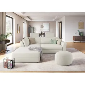 sit&more Ecksofa SIT & MORE "Cadabra L-Form", beige (creme), B:243cm H:80cm T:198cm, Samtoptik (100% Polyester);Soft clean (98% Polyester, 2% Polyamid);Struktur fein (100% Polyester), Sofas, Ecksofa, Breite 243 cm, inklusive Sitztiefenverstellung