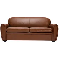 miliboo Schlafcouch Leder 3-Sitzer Braun