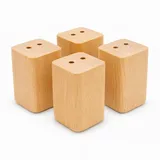 Vershy 4X Möbelfüße Buche/Eiche Massivholz 9cm – Sofafüße eckig gerade Natur lackiert – Holz Möbelbeine zum Anschrauben für Sofa, Couch, Schrank, Bett (4er Set)
