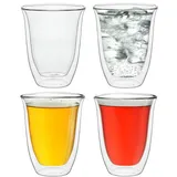 Creano doppelwandige Gläser 250ml „DG-V“, 4er Set, großes Thermoglas doppelwandig aus Borosilikatglas, Kaffeegläser, Teegläser, Latte Gläser, Doppelwandgläser
