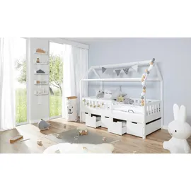 Livetastic Hausbett Ticaa 90 x 200 cm Kiefer massiv weiß