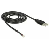 DeLock USB-Kabel USB 2.0 USB-A Stecker, SMT-Stecker 5pol. 1.50m Schwarz 95985