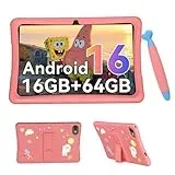 Kinder Tablet 10 Zoll, Android 16 Kinder Tablet ab 3-14 Jahre, 16GB(4+12) RAM + 64GB ROM(2TB Erweiterbar), Augenschutz HD Display, Kindersicherung, GMS, 5000mAh, WiFi6, 4 Jahre Garantie, Rosa