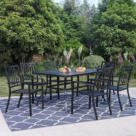 PHI VILLA Gartenmöbel Set 7-teilig Schwarz Metall - Schwarz