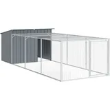 vidaXL Hundehütte mit Auslauf Anthrazit 153x396x110cm Verzinkter Stahl