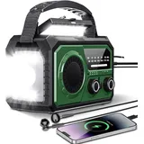 16000 Notfall-solarradio, Tragbares Handkurbelradio, Am/fm-solarradio Mit Kompass, Usb-handy-ladegerät, Taschenlampe, Sos-alarm Für Outdoor-camping-wandern (armeegrün)