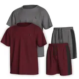 Essenclo Boys Clothing Sets Tagless Loose Athletic Performance Crew Neck T-Shirt and Short Outfits Size 3-16 (4 Piece Set) - Set-2-15-16 - 15-16