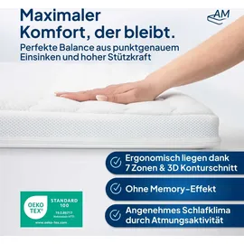 AM Qualitätsmatratzen 3D Deluxe Kaltschaum Topper 140 x 200 cm weiß