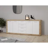Forte Baccio 198 x 92 x 41 cm Artisan Eiche Dekor / Weiß matt