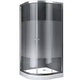 dein bau projekt Dusche Viertelkreis Teilsatiniert 100 x 204 x 100 cm m. Wanne