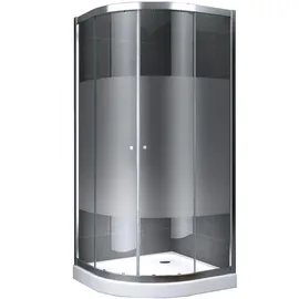 dein bau projekt Dusche Viertelkreis Teilsatiniert 100 x 204 x 100 cm m. Wanne