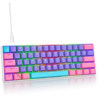 SOLIDEE mechanische gaming tastatur 60 prozent,61 Tasten kompakte mechanische tastatur RGB Hintergrundbeleuchtung,60% prozent tastatur mechanisch QWERTY,Roter Schalter für Win/Mac PC Laptop(61 Purple)