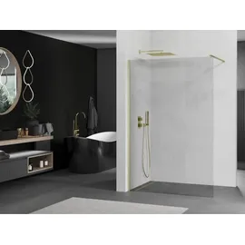 Mexen Kioto Duschwand Walk-In 100 x 200 cm rechts transparent 8 mm gebürstetes Gold 800-100-101-55-00