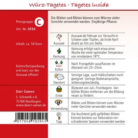 Dürr-Samen Würztagetes Saatgut