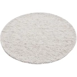 carpetfine Wollteppich Sina beige, H:14mm Ø:80cm, Wolle, Teppiche, grobe Struktur, Zeitloses Design, reine Wolle, Wohnzimmer