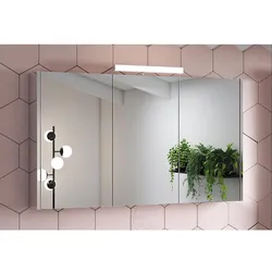 Spiegelschrank Vikja 1200 mm Breite (Ausführung: Spiegelschrank Vikja mit LED-Beleuchtung 3 Türen 1200x700x155mm seitlich verspiegelt)