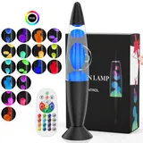 Soarling Nachttischlampe mit 17 Farbwechseln, 16“ Lavalampe mit Fernbedienung, Retro Lampe für Kinder und Erwachsene, Deko Stimmungsbeleuchtung für Weihnachten, Geburtstag, Party, Schwarz