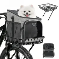 Hundefahrradkorb Vorne & Atmungsaktiver Hunderucksack bis 5,5 kg, Faltbarer Hunde Rucksack, Hundekorb Fahrrad Vorne, Fahrradkorb Hund, Verstellbare Montage für Rennräder/Mountainbikes/E-Bikes