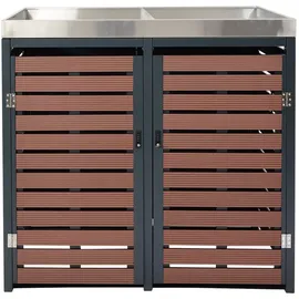 Proregal Mülltonnenverkleidung 124 x 134 x 84 cm walnuss