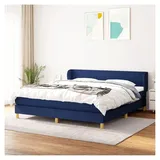 Lattenrost mit Matratze, blau, 160 x 200 cm, Stoff, Plattformbett, mit Lattenhalter, einfache Montage, für Schlafzimmer, Erwachsene