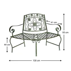 DanDiBo Sitzbank Halbrund Metall Wetterfest Grün 130 cm Baumbank 96009 Gartenbank Parkbank Eisenbank