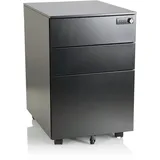 HJH Office Rollcontainer Color OS I Stahl Schwarz mit Rollen, A4 Hängeregister, abschließbar