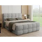 FurniDe24 Boxspringbett Leo 180x200 - Bett mit Matratze und Topper – Kontinentalbett mit Bettkasten und Matratze – Doppelbett Grau (Anthology 17) - Grau