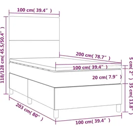 vidaXL Boxspringbett 100 x 200 cm Schwarz