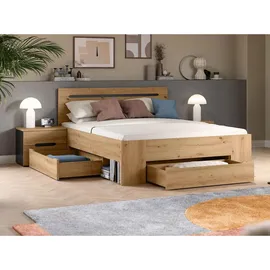 inn.furn Schlafzimmer Set Doppelbett 2x Nachttisch), 3x Bettschubkasten 140 x 200 Cooper,