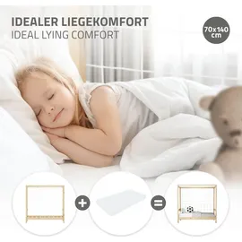 ML-Design Kinderbett Fußballtor 70 x 140 cm Kiefer naturbelassen beige
